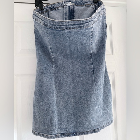 AKIRA Butterfly Kiss Embellished Denim Strapless Mini Tube Dress XL - Picture 5 of 10